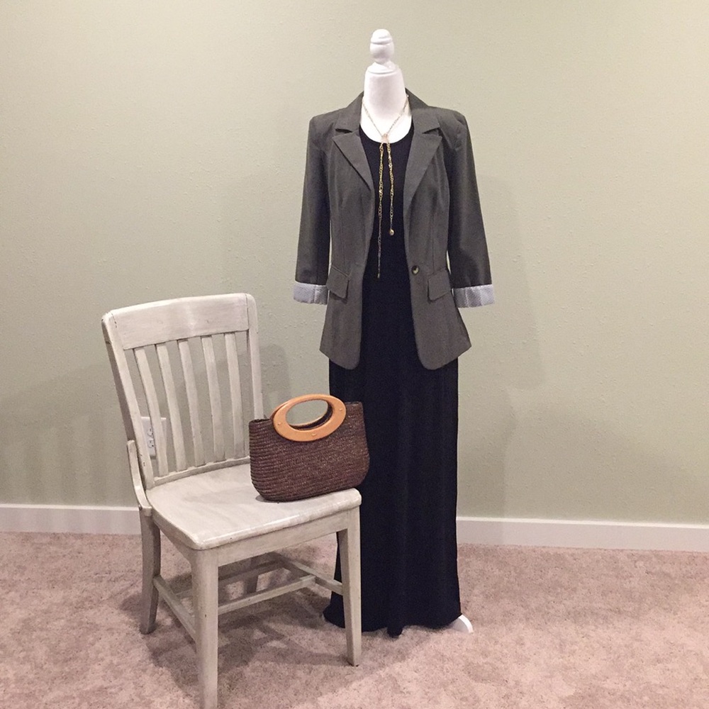 BCX - 3/4 length cuffed blazer - olive green